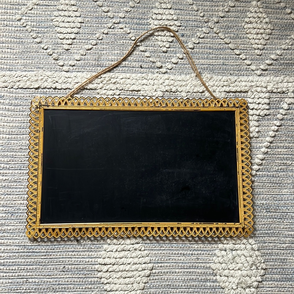 Yellow Framed Boho Style Chalk Board 22 inch X 14 inch